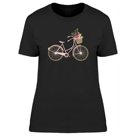 Pink Bicycle With Flowers Design T-Shirt Women -Image by Shutterstock, Female Medium