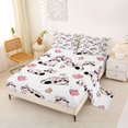 thumbnail image 2 of Manfei Cute Cat Kitten King Sheets, Cartoon Cupcake Bedding, Pink White, 4-Piece, 1 Flat Sheet, 1 Fitted Sheet and 2 Pillowcases, 2 of 6