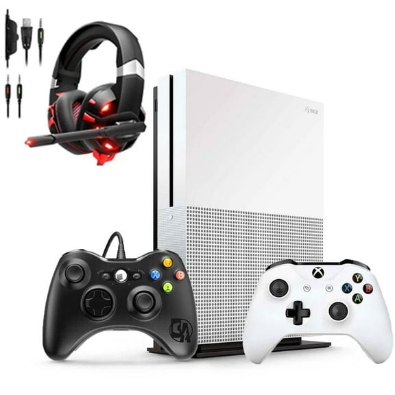 Pre-Owned Microsoft 234-00051 Xbox One S White 1TB Gaming Console with 2 Controller Included BOLT AXTION Bundle ( )