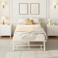 thumbnail image 5 of Senfot Stand Up Trundle Day Bed, Pop-Up Trundle, Twin Trundle Bed Frame Only, Metal Slats Support with Lockable Casters, White, 5 of 6