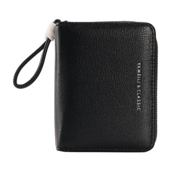 JVBTVB Women's Leather Card Wallet Small Purse with Zipper Compact Coin Holder Short Wristlet for Everyday Travel Work