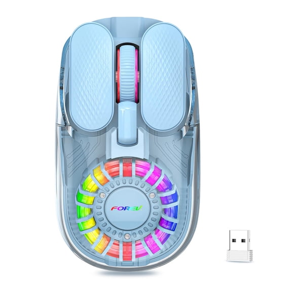 Wireless Bluetooth Mouse, Transparent Dual-Mode BT 2.4G Gaming Mouse with Magnetic Top Cover, Rechargeable RGB Backlit Computer Mouse for Laptop, PC, MacBook, iPad
