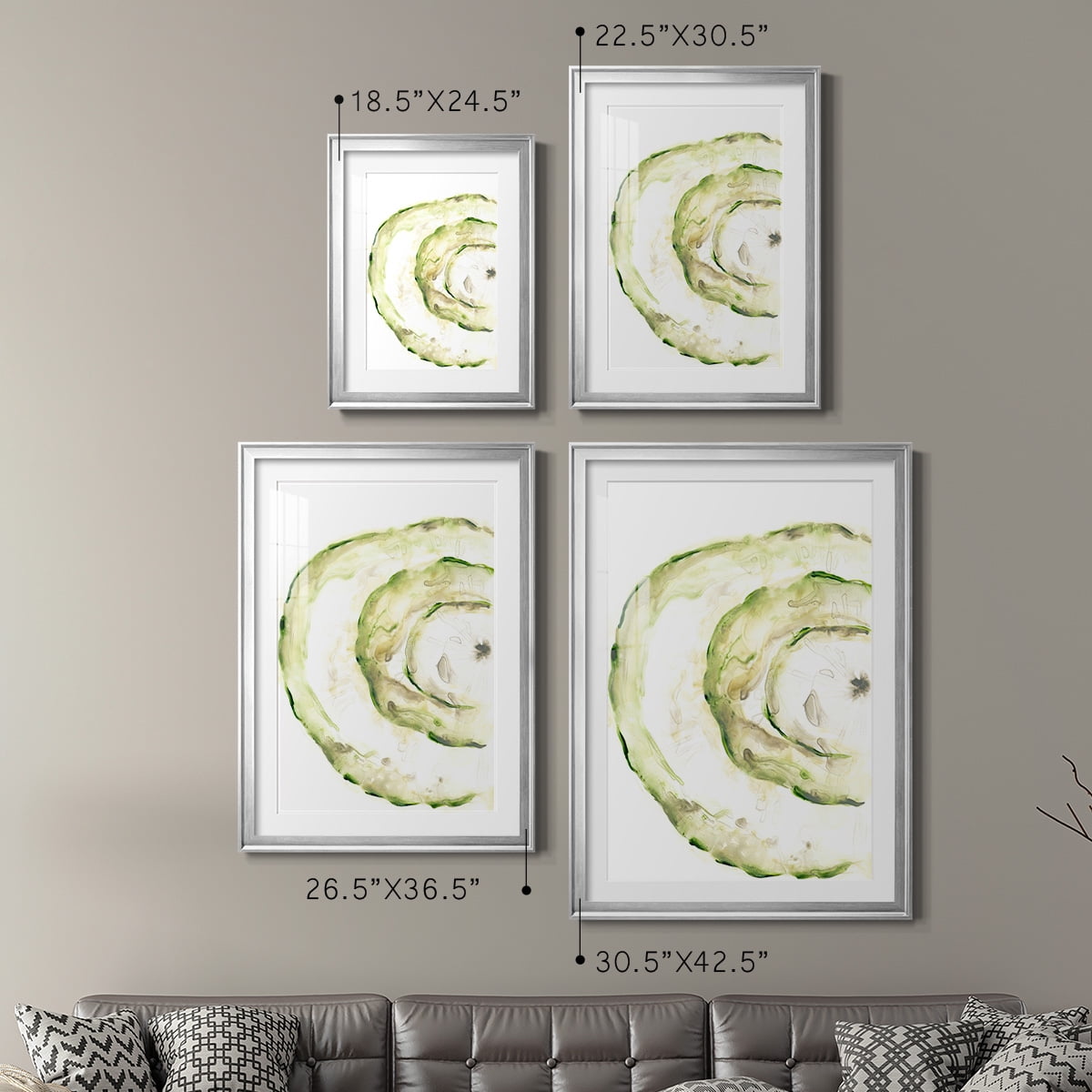Wexford Home Lichen Halo V Premium Framed Print, 22.5" x 30.5" - Ready to Hang, Silver (Set of 2)