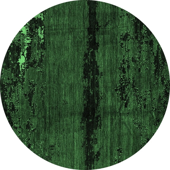 Ahgly Company Indoor Round Abstract Emerald Green Modern Area Rugs, 6' Round