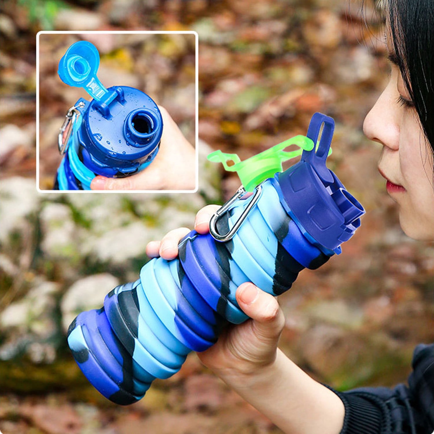 Shunshi Faltbare Silikon-Trinkflasche – 500 Ml, Auslaufsicher, BPA-frei, Perfekt Für Sport & Reisen