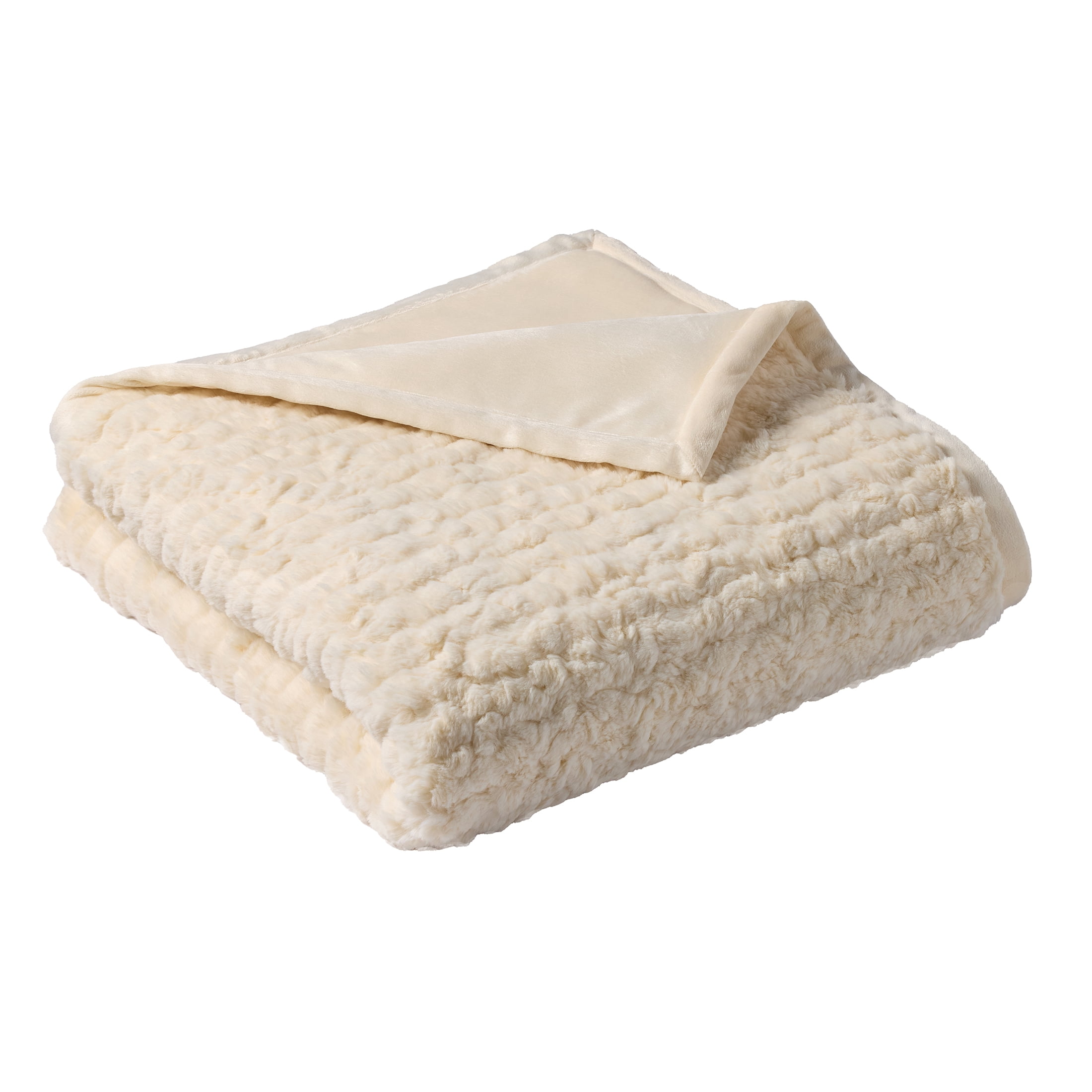 Better Homes & Gardens Ivory Twisted Rib Faux Fur Throw, 50" x 72"