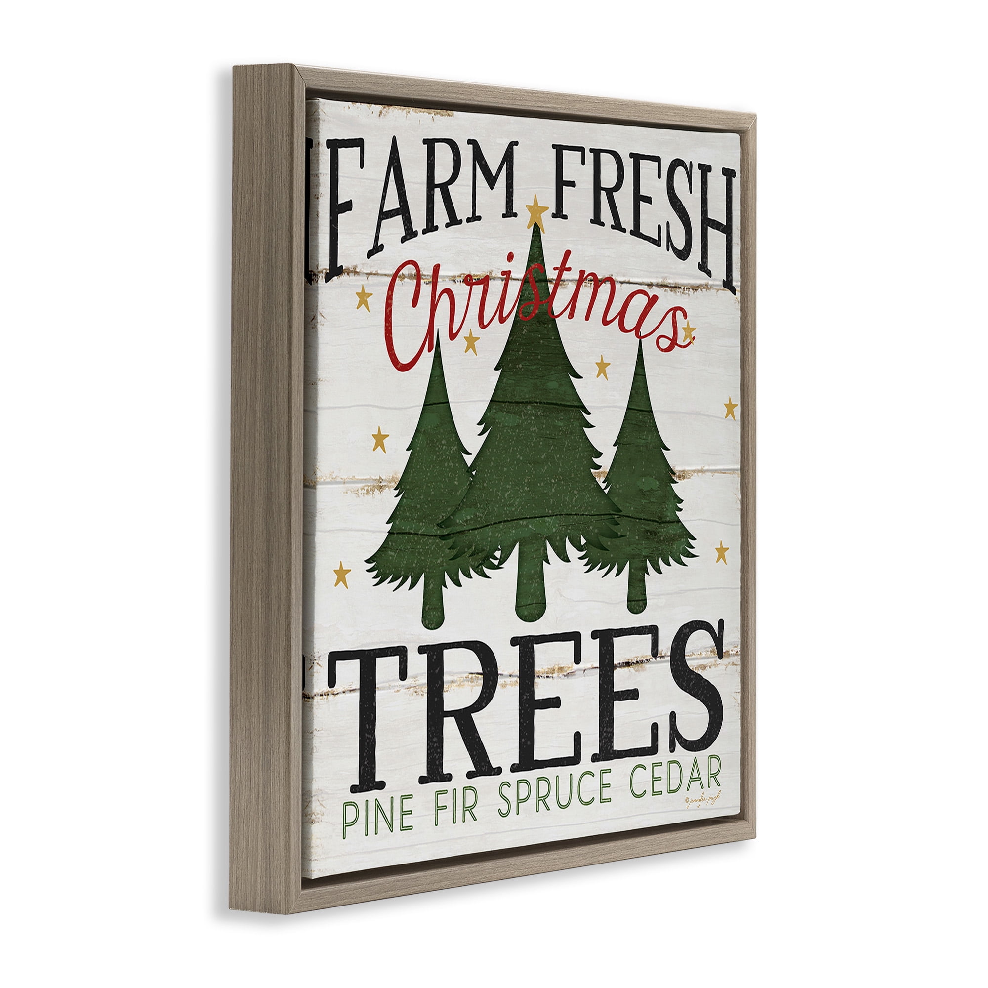 Stupell Industries Farm Fresh Christmas Trees Holiday Painting Brown Floater Framed Canvas Art Print Wall Art, 25 x 25