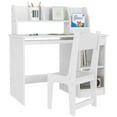 thumbnail image 2 of Qaba Kids Desk and Chair Set with Storage, Study Desk with Chair for Children 5-8 Years Old, White, 2 of 9