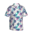 thumbnail image 2 of Balery Palm Leaves Print Men's Hawaiian Shirts Short Sleeve Beach Shirt Relaxed Fit Vacation Button Down Shirts-, 2 of 9