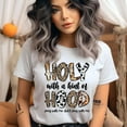 thumbnail image 2 of Holy with a Hint of Hood T-Shirt | Leopard & Cow Print Christian Tee, White, Size S, 2 of 6