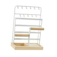 thumbnail image 2 of Organizador de joyas con base de madera, soporte para colgar collares y pendientes. Blanco, 2 of 9
