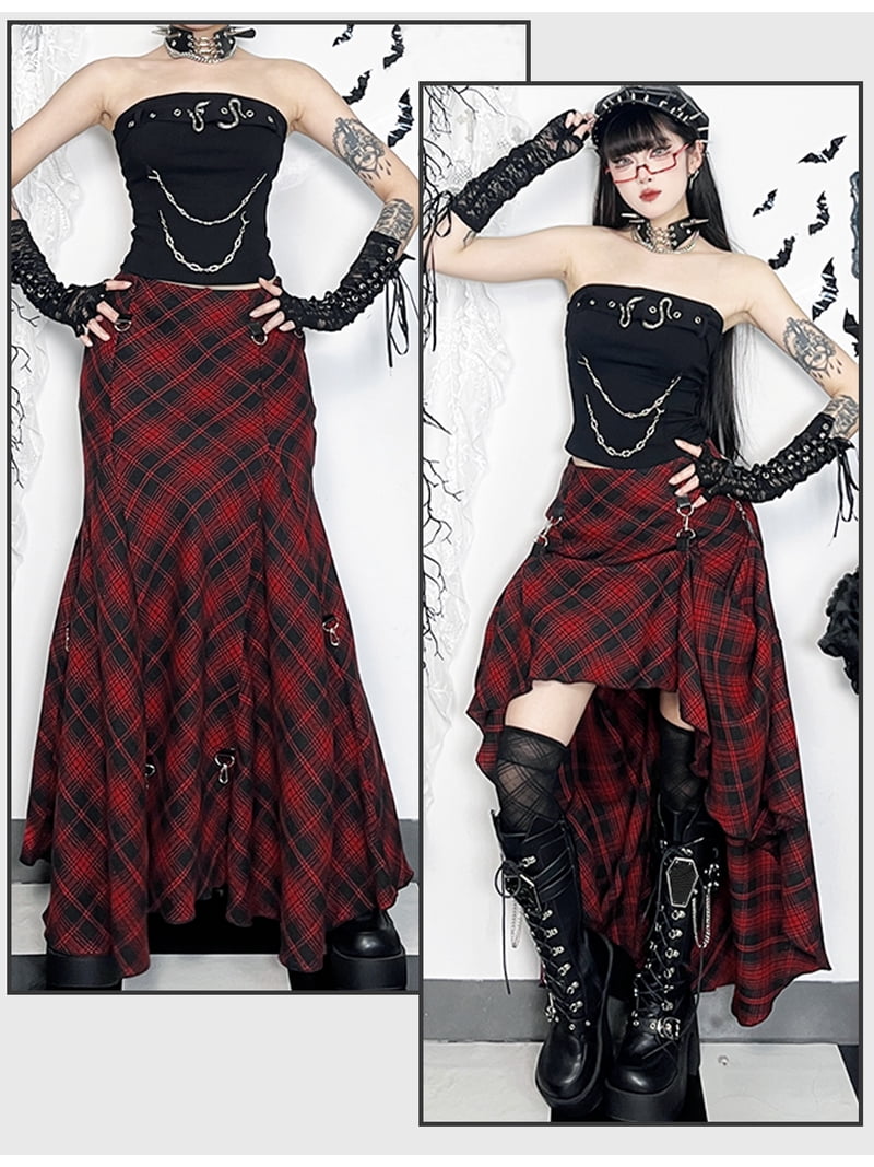 FEOYA Womens Goth Skirt Irregular punk Asymmetrical Skirt Ladies