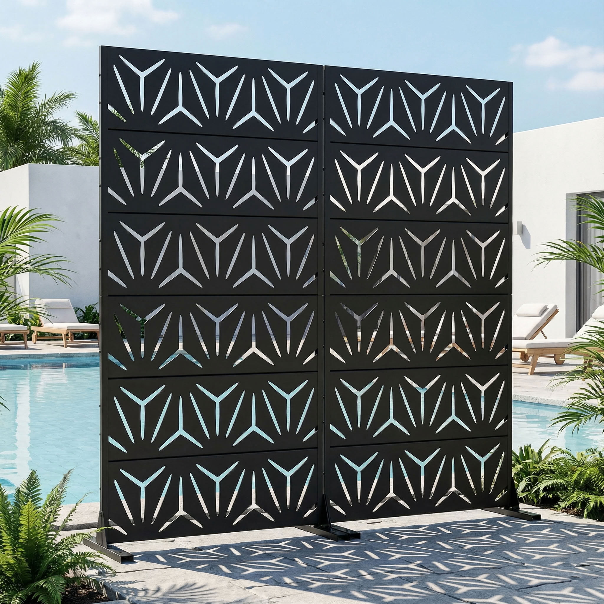 MAYEERTY 6 Panels Metal Outdoor Privacy Screen Garden Divider Patio Backyard Decorative Privacy Fence 2Pcs, 72×35.4×15.7in