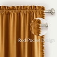 thumbnail image 2 of NICETOWN Pom Pom Velvet Curtains for Home Theater, Luxury Rod Pocket Velvet Drapes, Thermal Insulated Room Darkening Curtains, 52"x84", 2 Panels, Golden Brown, 2 of 10
