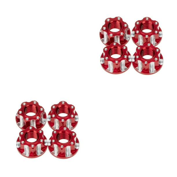 Vogacara Tuercas de brida RC de 4 piezas, accesorios de actualización de ajuste automático simples profesionales, Kit de ajuste modificado, reemplazo Rojo 2piezas Vogacara CBP197963