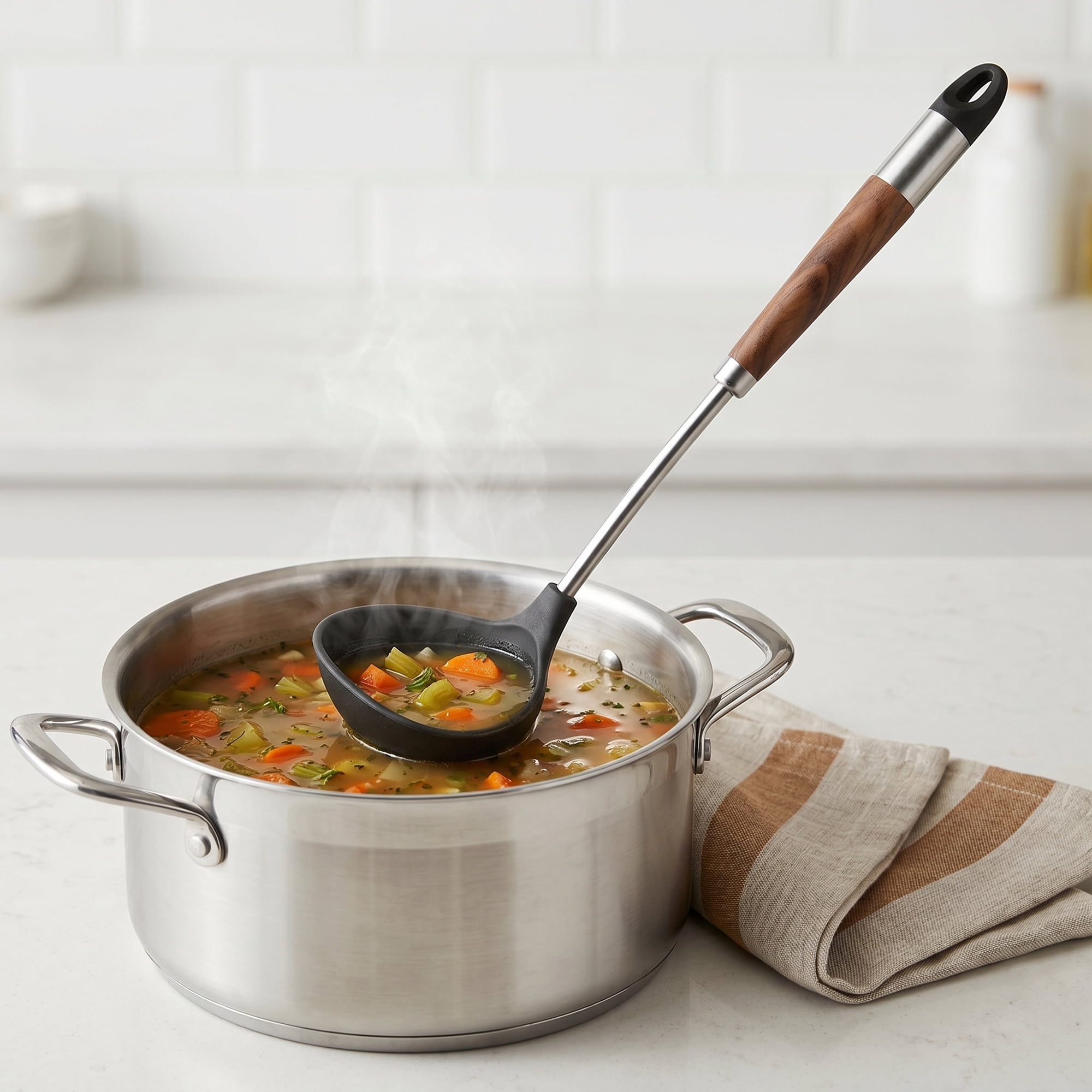 Unique Bargains Silicone Non Stick Cookware Heat Resistant Soup Spoon A 14.3"x3.8"