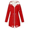 thumbnail image 1 of YOUSNH Manteau d'Hiver Doublé pour Femmes Mi-Long Couleur Unie Veste à Capuche Imperméable pour Femmes Rouge TTTTG, 1 of 2