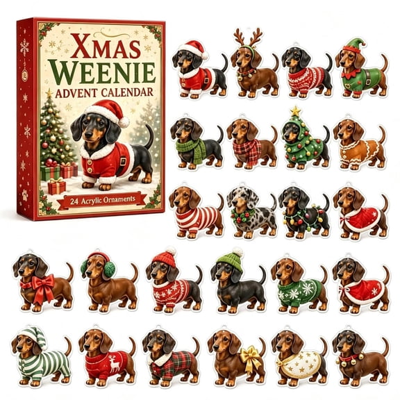 2026 Dachshund Christmas Advent Calendar, 24 Day Countdown with Cute Dog Ornaments, Wall Hanging Holiday Decor