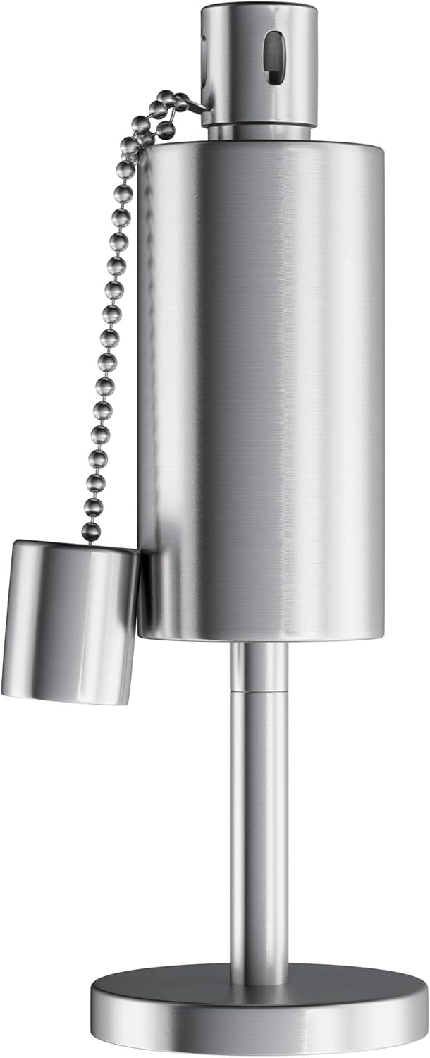 RGHJAR-Table Top Torch Canister - 10.5in Tall Stainless Steel Refillable Citronella Torches Outdoor - Tabletop Torches for Outside Patio or Deck - Oil Lamp Outdoor Lighting by