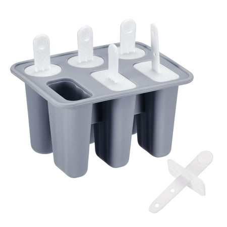 

Uxcell Silicone Ice Pops Molds 6Pcs Homemade Ice Cream Mold Set Easy Release Icepop Maker with Lid Handles Gray