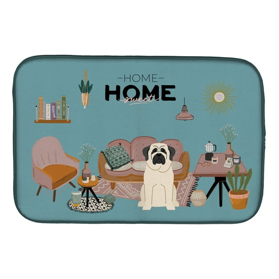 White Mastiff Sweet Home Dish Drying Mat