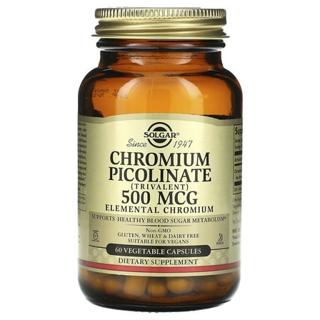 Solgar Chromium Picolinate, 500 mcg, 60 Vegetable Capsules