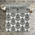 thumbnail image 3 of Ambesonne Egyptian Quilted Bedspread Set 3 Pcs, Mythological Scarabs, King Size, Black White, 3 of 3