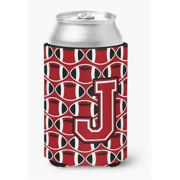 Letter J Football Red, Black & White Can or Bottle Hugger