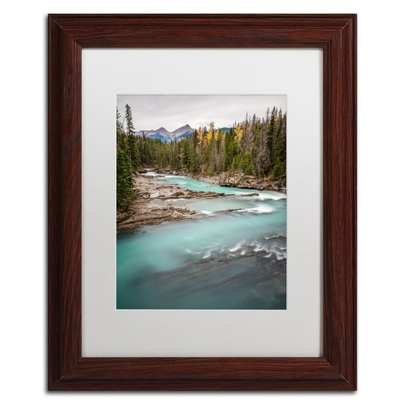 Trademark Fine Art 'Kicking Horse River' Canvas Art by Pierre Leclerc, White Matte, Wood Frame