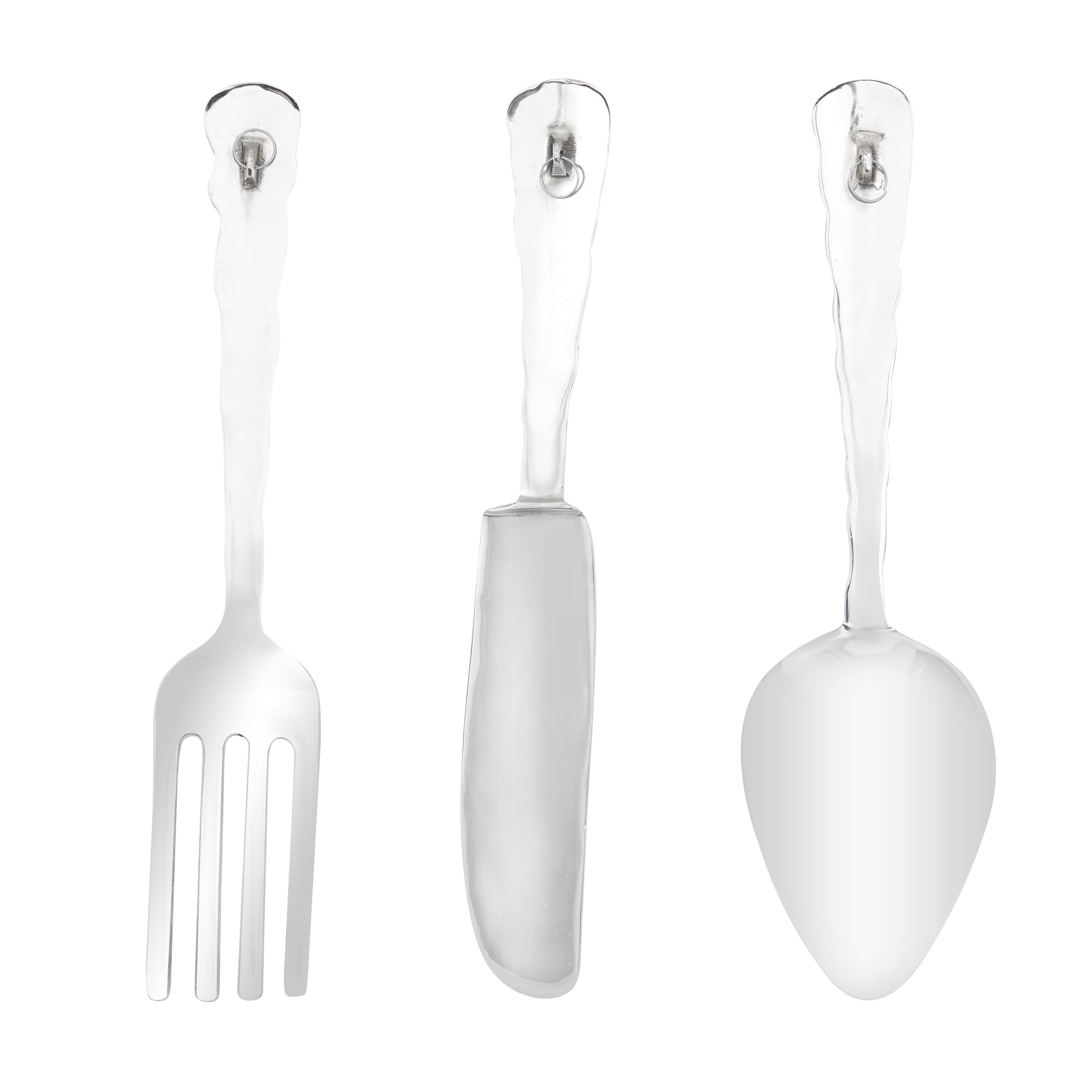 DecMode Silver Aluminum Knife, Spoon and Fork Utensils Wall Decor (3 Count)