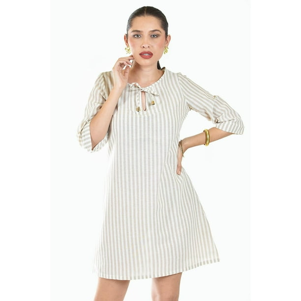 Vestido de lino a rayas Roman Fashion /Juvenil, 4085 (Líneas beige) beige CH