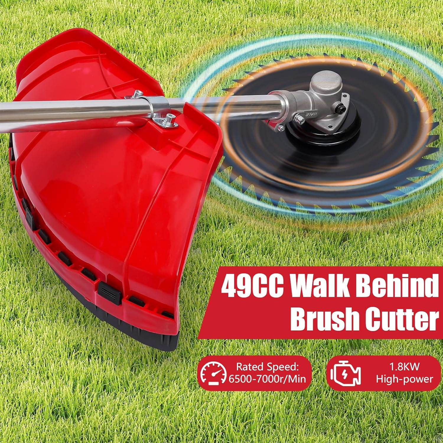 49CC Walk Behind Lawn Mower 2 Stroke Gas Lawn Mower Hand Push Lawn Mower Air Cooling Gas Powered Mower with Adjustable Handle