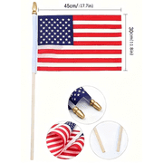 12 Pcs Small American Flags On Stick,4th of July Decorations Small USA Flag,Mini 45x30cm American Flags for Outside,Fourth of July Flag for Yard Lawn,250 Anniversary USA Patriotic Merchandise