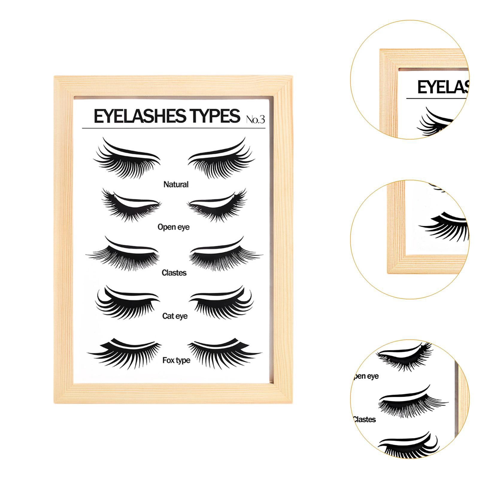 TOOYFUL Lashes Wall Art Eyelash Guide Wooden Frame Walls Decoration Eyelash Wall Decor for Lashes Studios Home Decor B