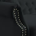 thumbnail image 3 of 79" Chesterfield Sofa Black Velvet for Living Room, 3 Seater Sofa Tufted Couch with Rolled Arms and Nailhead for Living Room, Bedroom, Office, Apartment, Two Pillows (Black), 3 of 11