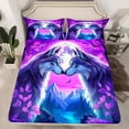 thumbnail image 2 of Homewish Romantic Couple Wolf Bed Sheets for Teen, Mystic Purple Galaxy Moon King Sheets, Cartoon Animal Sheet Set, Ultra Soft Bedroom Decor, 4 Pieces, 2 of 7