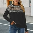 thumbnail image 1 of EGNMCR Chandails pour Femmes Mode Décontractée Rétro Impression Contrastée Tricot Manches Longues Col Rond Chandail, Cadeaux pour Femmes, 1 of 5