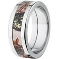 thumbnail image 2 of Pink Break Up Women's Camo 8mm Stainless Steel Wedding Band with Polished Edges and Deluxe Comfort Fit, 2 of 3