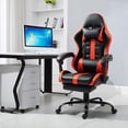 thumbnail image 3 of PU Leather Gaming Chair with Footrest, Ergonomic Computer Chair with Massage Lumbar Support, 3 of 8