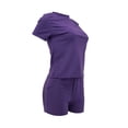 thumbnail image 2 of VISgogo Conjunto de 2 piezas para mujer, camiseta de manga corta con cuello redondo de color sólido, pantalones cortos de cintura elástica a juego VISgogo moda, 2 of 4