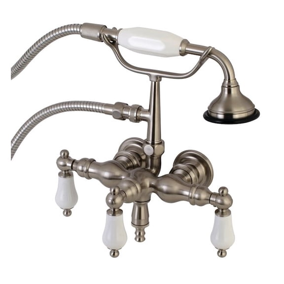 Kingston Brass Wall-Mount Clawfoot Tub Faucets With Brushed Nickel AE23T8