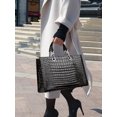 thumbnail image 3 of Genuine Cowhide Women Tote Bag, Glossy Crocodile Embossed Metal-Ring Top-Handle Crossbody Purse, 3 of 6
