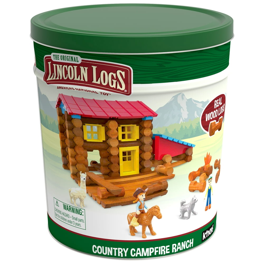 LINCOLN LOGS Country Campfire Ranch Real Wood Logs 124 Pieces