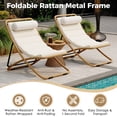 thumbnail image 3 of 2-Pieces Outdoor Folding Chair, Rattan-Wrapped Patio Chair with Adjustable Backrest, Thick Cushion, and Detachable Headrest ,for the Poolside, Beach, Backyard, Decck, and Camping, 3 of 5