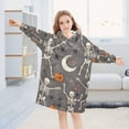 thumbnail image 5 of FORMRS Wearable Blanket Hoodie with Sleeves for Kids Cozy Flannel Sweatshirt, Gray Halloween Skeleton, 5 of 7