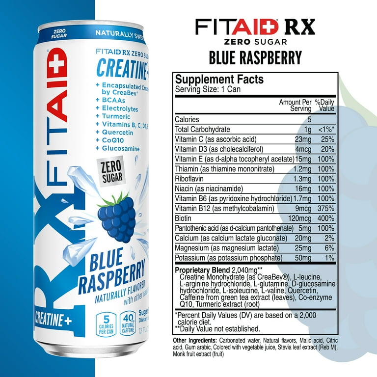 LIFEAID FITAID RX Zero Sugar Recovery Drink, Creatine BCAAs