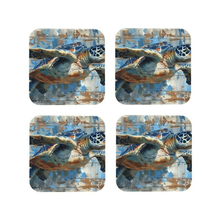 

Tideii Abstract Sea Turtle for Leather Coasters 4 Pieces Anti-fouling and Anti-scalding Decorative Coasters Suitable for Restaurants Kitchens Coffee Shops-Square