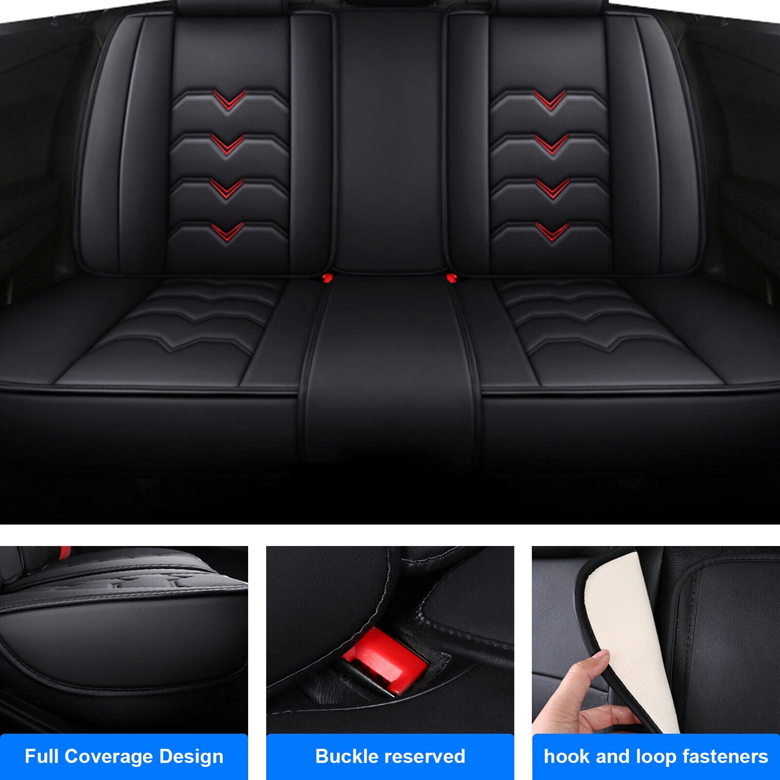 FANOTEK Car Seat Covers for Kia 5-Seat Sedans SUVs, Wear-resistant Leather Cushion Protector with Pillow, Front&Rear Full Set for Rio/ Rondo/ Spectra/ Cadenza/ Forte Koup