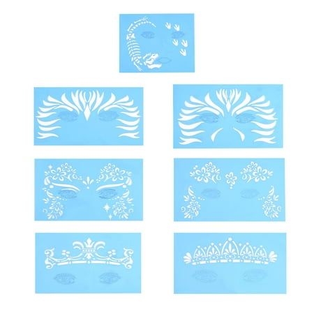 Tebru Flower Butterfly Stencil, 7pcs/set Reusable Face Paint Stencil Body Painting Template Facial Makeup Tattoo Design Tools, Face Makeup Template