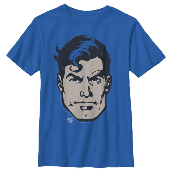 Boy's Superman Classic Clark Kent Portrait Graphic Tee Royal Blue Medium